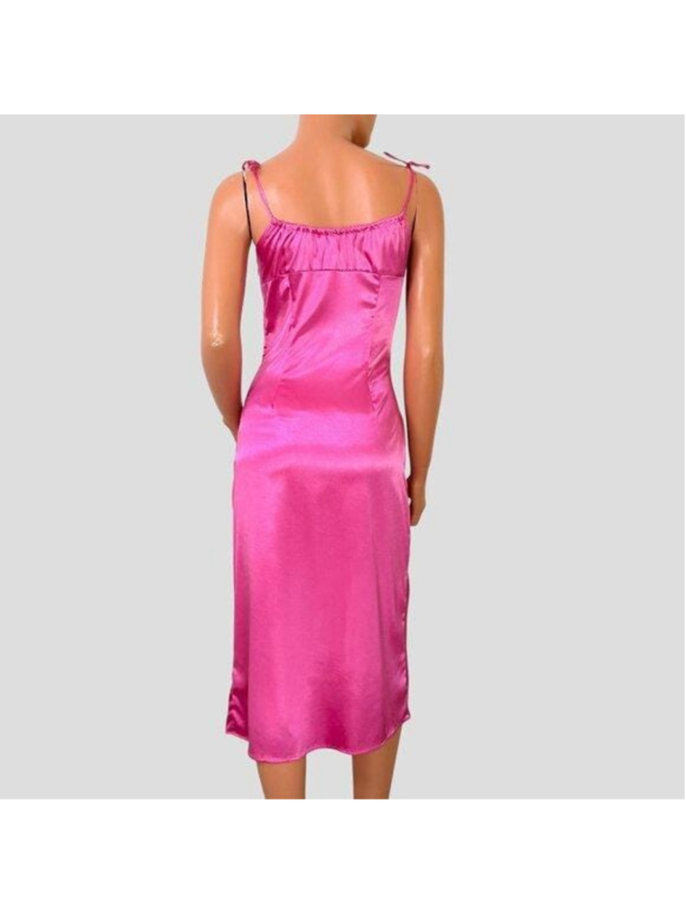 Y2K Milkmaid Babydoll Midi Slip Dress Sz. S Pink Fairy Satin Coquette Dainty - Picture 5 of 9
